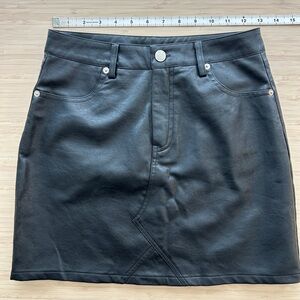 Classic Black Women's Skirt Faux Leather